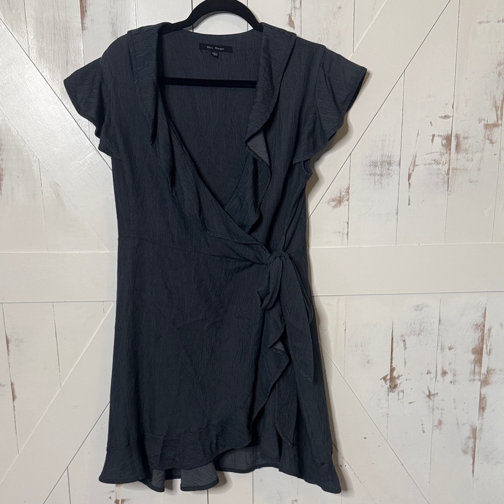 Blu Sage Black Wrap Midi Dress